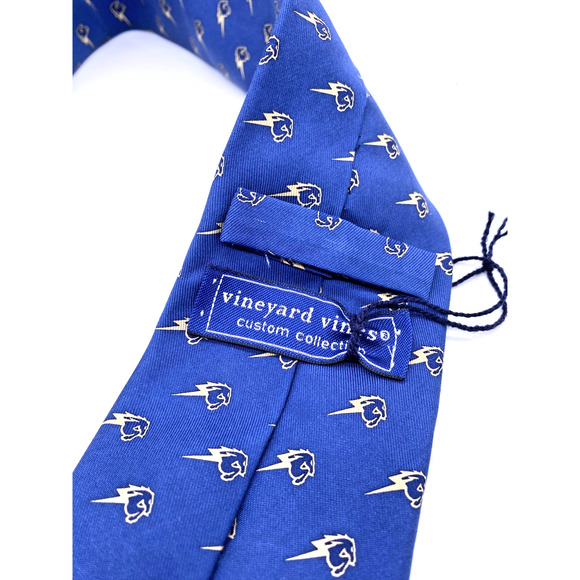 Vineyard Vines Heritage Hall Oklahoma Custom Tie Blue Horse NEW Silk USA Made - Picture 7 of 9